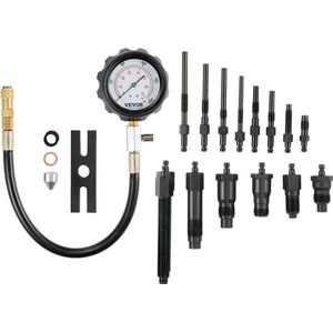 compressiemeter compressietester compressietester testapparaat compressiemeter met een 80 mm manometer 0-1000 PSI en 0-70 bar compressiemeter incl. 4x adapters