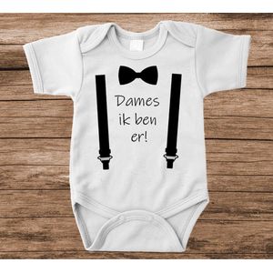 Soft Touch Rompertje met tekst - dames ik ben er | Baby rompertje met leuke tekst | | kraamcadeau | 0 tot 3 maanden | GRATIS verzending