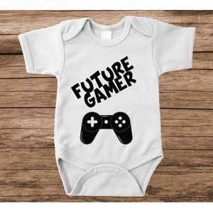 Soft Touch Rompertje met tekst - Future gamer | Baby rompertje met leuke tekst | | kraamcadeau | 0 tot 3 maanden | GRATIS verzending