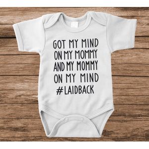Soft Touch Rompertje met tekst - got my mind on my mommy | Baby rompertje met leuke tekst | | kraamcadeau | 0 tot 3 maanden | GRATIS verzending
