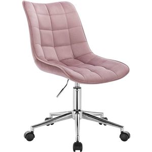 Bureaustoel Velvet Anja - Op wielen - Ergonomische bureaustoel voor volwassenen - Roze - In hoogte verstelbaar
