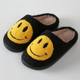 Pantoffel | unisex | smiley print | zwart geel | geel wit | maten 37 t/m 43