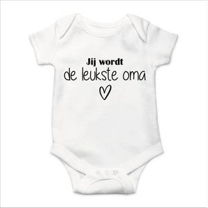Soft Touch Rompertje met tekst - Jij wordt de leukste oma | Baby rompertje met leuke tekst | | kraamcadeau | 0 tot 3 maanden | GRATIS verzending