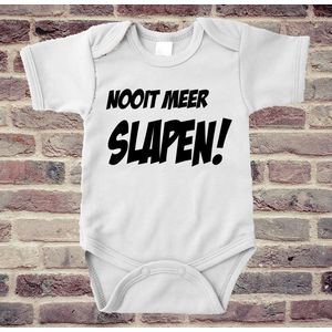 Soft Touch Rompertje met tekst - nooit meer slapen | Baby rompertje met leuke tekst | | kraamcadeau | 0 tot 3 maanden | GRATIS verzending
