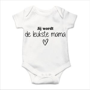 Soft Touch Rompertje met tekst - Jij wordt de leukste mama | Baby rompertje met leuke tekst | | kraamcadeau | 0 tot 3 maanden | GRATIS verzending