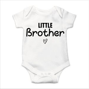 Soft Touch Rompertje met tekst - Kleine broer - little brother | Baby rompertje met leuke tekst | | kraamcadeau | 0 tot 3 maanden | GRATIS verzending