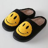 Pantoffel | unisex | smiley print | zwart geel | geel wit | maten 37 t/m 43