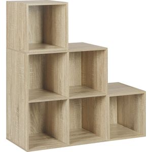 Open Boekenkast - 6 Vakken - Oak - Boekenkast - Boekenrek - Woonkamer, slaapkamer en kinderkamer - Hout - 90x90x30cm