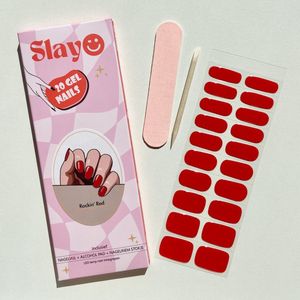 Slayo© - Gellak Stickers - Rockin' Red - Nagelstickers - Gel Nail Wraps - Nail Art Stickers - Nail Art - Gellak Nagels - Gel Nagel Stickers - Nail Wraps - LED/UV lamp nodig
