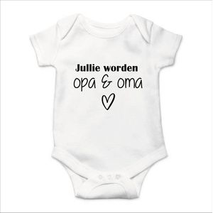 Soft Touch Rompertje met tekst - Jullie worden opa en oma | Baby rompertje met leuke tekst | | kraamcadeau | 0 tot 3 maanden | GRATIS verzending