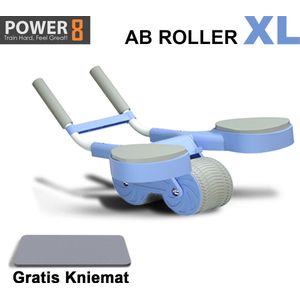 Power-8 Ab Roller XL Blue: Revolutionaire Kerntraining voor Extra Stevigheid - Met Verhoogde Rebound & Duurzame Wielen en Gratis kiemat - Abdominale Ab Wielroller voor Buikspieren - Afslanken - ab wheel - buikspiertrainers - borst training - oefening