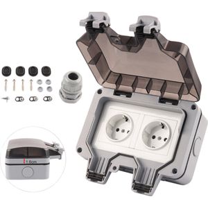 Buitenstopcontacten dubbel - Tuinstopcontact- Buiten stopcontact - wandcontactdoos buiten - stekker aansluiting - Waterdicht - Inclusief M20 kabelplug
