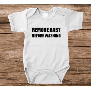 Soft Touch Rompertje met tekst - remove baby before washing | Baby rompertje met leuke tekst | | kraamcadeau | 0 tot 3 maanden | GRATIS verzending