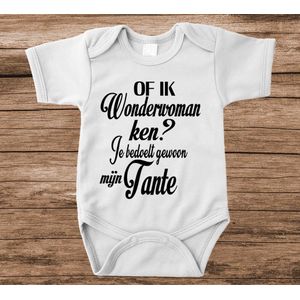 Soft Touch Rompertje met tekst - Wonderwoman | Baby rompertje met leuke tekst | | kraamcadeau | 0 tot 3 maanden | GRATIS verzending