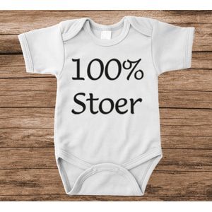 Soft Touch Rompertje met tekst - 100% stoer | Baby rompertje met leuke tekst | | kraamcadeau | 0 tot 3 maanden | GRATIS verzending