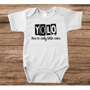Soft Touch Rompertje met tekst - yolo | Baby rompertje met leuke tekst | | kraamcadeau | 0 tot 3 maanden | GRATIS verzending