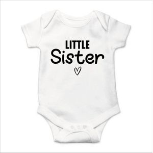 Soft Touch Rompertje met tekst - Kleine zus / little sister | Baby rompertje met leuke tekst | | kraamcadeau | 0 tot 3 maanden | GRATIS verzending