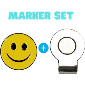 Golfbal Marker + Clip - Set - Magnetische clip voor Pet - Smiley golfbalmarker - Putten & Putterslijn - Ball marker - Greenmarker - Bal markeren - Marker Golfbal - Golfbalmarker - Golfballen - Golfaccesoires - Golftrainingsmaterialen