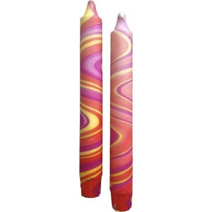 Kaarsen - Dip Dye - Tafelkaarsen - Marmer - Roze - Geel - Kleuren - Set van 2 - Cadeau