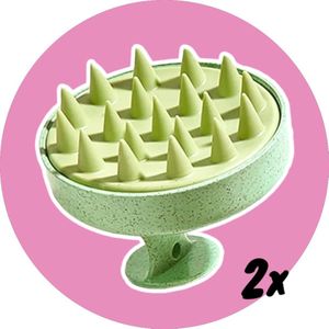 AliRose - Groen - 2 Stuks - Scalp Massage Shampoo Borstel - Zachte Siliconen Borstelharen - Hoofdhuid Scrubben - Exfoliator - Verwijdering van Roos - Voor Mannen en Vrouwen - TikTok - Reels - Instagram