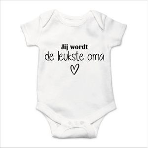 Soft Touch Rompertje met tekst - Jij wordt de leukste oma | Baby rompertje met leuke tekst | | kraamcadeau | 0 tot 3 maanden | GRATIS verzending