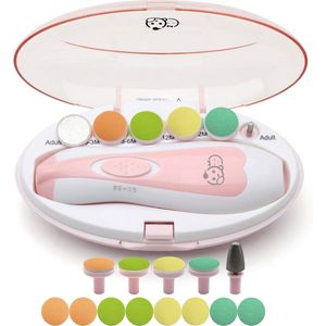 Luxe Elektrische nagelvijl 20 In 1 Royal Angels voor Baby, Nagelverzorging, Nail Clippers,Veilige Elektrische Baby Nail Trimmer, Baby Nail File Kit, Extra Vervanging Hoofden, Pasgeboren Peuter Tenen en Vingernagels, Trim en Polish (roze))