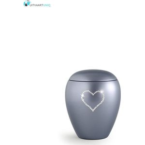 Dierenurn grijs paarlemoer swarovski hart