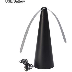 GoobiSales Vliegenverjager voor op tafel - Vliegen ventilator - Vliegenvanger - Fly Fan - Vliegenwaaier - Met USB kabel of op AA-batterijen - Zwart