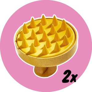 AliRose - Geel - 2 Stuks - Scalp Massage Shampoo Borstel - Zachte Siliconen Borstelharen - Hoofdhuid Scrubben - Exfoliator - Verwijdering van Roos - Voor Mannen en Vrouwen - TikTok - Reels - Instagram