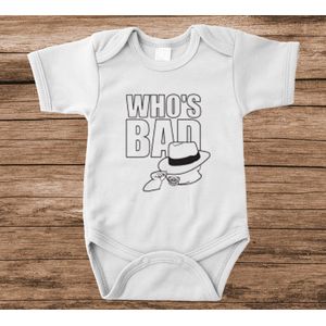 Soft Touch Rompertje met tekst - who's bad | Baby rompertje met leuke tekst | | kraamcadeau | 0 tot 3 maanden | GRATIS verzending