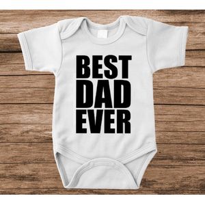 Soft Touch Rompertje met tekst - best dad ever | Baby rompertje met leuke tekst | | kraamcadeau | 0 tot 3 maanden | GRATIS verzending