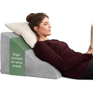 Ergonomisch Leeskussen voor Bed en Sofa - Comfortabel Rugkussen met Memory Foam - Geschikt als Refluxkussen en Wigkussen voor Bed - Nekkussen - Rugkussen voor Zitten en Liggen - Grijs - 36 x 40 x 55 cm; 1,73 kg