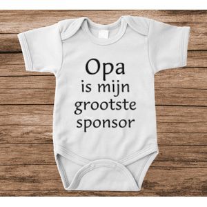 Soft Touch Rompertje met tekst - opa is mijn grootste sponsor | Baby rompertje met leuke tekst | | kraamcadeau | 0 tot 3 maanden | GRATIS verzending