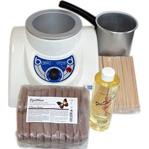 EPILWAX - Complete ontharingsset met warme was afpelbaar in parels - Chocolade - 1 kg - Tank 800 ml - 1 Units
