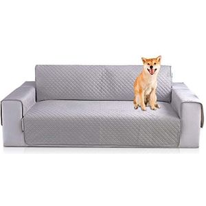 PETCUTE Bankhoezen, sofahoes, antislip bankbeschermer, gewatteerde meubelbeschermer, loveseat hoezen (grijs, 3-zits)