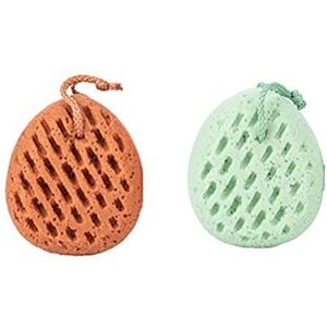2Pcs Bath Sponges Soft Body Shower Sponges Body Loofah Shower Scrubber for Women Men Kids (Coffee Green)