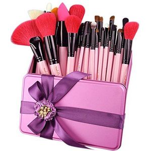 Makkelijk te gebruiken Professionele kwaliteit Cosmetic Beauty Tools 32 PCS Roze make-up borstel set Red Natuurlijke geitenhaar make-up kwasten in Gift-Box Packing Haar Best Birthday Present J32GR-P