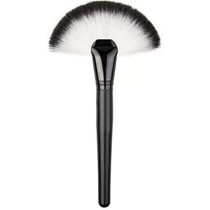 Makkelijk te gebruiken High Grade en Fashion Single Large Zwart en Wit Grote Fan-vormige make-up borstel Blush Brush Loose Powder Brush Beauty Tools Solid Wood Handle