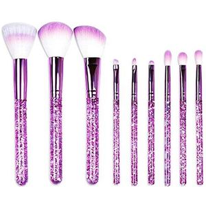 Makkelijk te gebruiken Mooi en Mode 9 stuks make-up borstel set Brush Liquid Quicksand Crystal Pailletten Loose Powder Eye Shadow Brush wenkbrauw borstel Lip Brush Makeup Tools