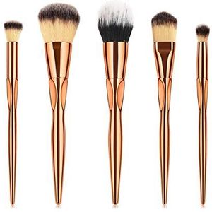 Makkelijk te gebruiken Mooi en mode 5 stuks make-up Set Penselen Rose Gold Loose Powder Brush Blush Brush Shadow Eye Brush Makeup Tools