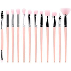 Makkelijk te gebruiken Mooi en Mode 12 Eye Brush - Pink geringe waaier Comb Eye Shadow Brush Blush Brush Loose Powder Make-up Tool Uitgebreide Storage Bag Facial Contour, langzame afgifte, niet gemakk
