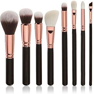 Makkelijk te gebruiken Professionele kwaliteit Cosmetische 8 stuks zwart handvat Rose Gold Buis van het Aluminium make-up borstel set make-up kwast met dezelfde Paragraaf Beauty Tools Set