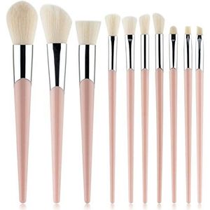 Makkelijk te gebruiken Professionele kwaliteit Cosmetische 10 stuks Pink Silver Hellend Tube make-up kwast plastic handvat imitatie wol make-up borstel Makeup Kit Geschikt for gezicht Contour gemakkel