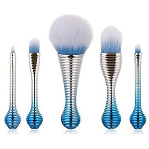 Makkelijk te gebruiken Professionele kwaliteit cosmetische 5 stuks make-up borstels Lollipop - Blue Silver Set Loose Powder Eyeshadow Brush Cloud make-up for de gezichtscontouren gemakkelijk aan te br