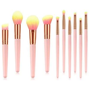 Makkelijk te gebruiken Professionele kwaliteit Cosmetische 10 stuks Pink Gold-poeder Geel Haar make-up kwasten Cosmetica Schoonheid Makeup Tools zijn geschikt for gezichtscontouren, gemakkelijk aan te