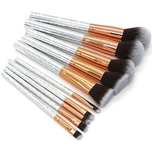 Makkelijk te gebruiken Professionele kwaliteit Cosmetische 10 stuks make-up Brush Gold Aluminium Mouth Tube Star Circle Handle Blush Loose Powder Make-up borstel set