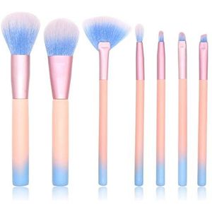 Makkelijk te gebruiken Professionele kwaliteit Cosmetische 7 stuks make-up borstel set Net Rood Met Eye Shadow Brush Cleansing Mooie Blauwe Houten Handvat Beauty Make-up Tool Make-up