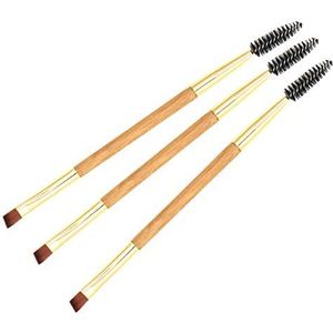 Makkelijk te gebruiken Professionele kwaliteit Cosmetische Enkel Dubbel Eye Shadow Brush wimper Kam Hout Kleur One Brush Multi-purpose Beauty Tools geschikt for beginners