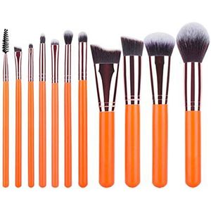 Makkelijk te gebruiken Professionele kwaliteit Cosmetische 11 stuks Oranje make-up borstel set Brush Fiber Hair Beginner Portable Beauty Make-up Tool Set Geschikt for Facial Contour, langzame afgifte,