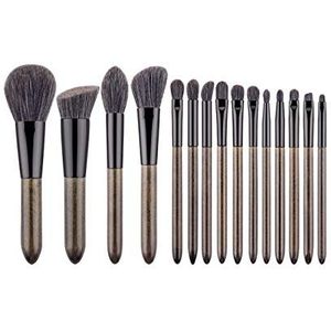 Makkelijk te gebruiken Professionele kwaliteit Cosmetische 15 stuks Oma Ash make-up borstel set Professional Persoonlijke draagbare Makeup Tools for gezichtscontouren, langzame afgifte, niet gemakkeli